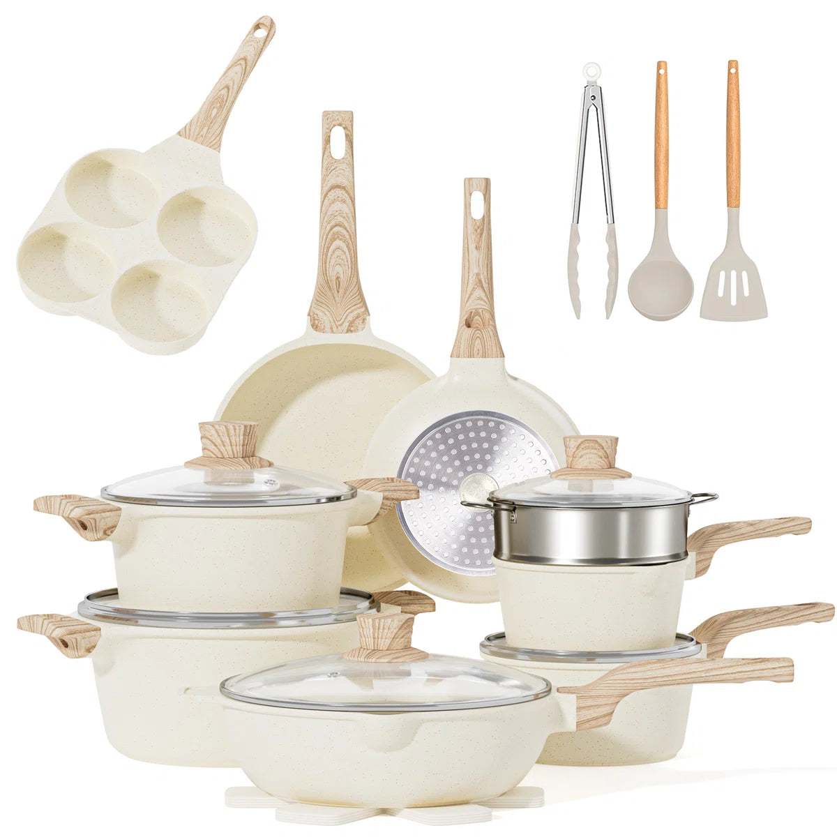 18 Pieces Nonstick Cookware Sets Induction Pots and Pans Set