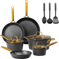 Armor Max Gold 14 Piece Nonstick Hard Anodized Cookware Set With Utensils