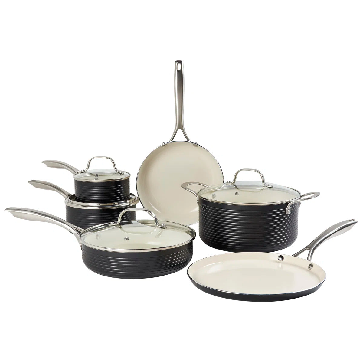 Monaco Cookware 10 - Piece Non-Stick Aluminum Cookware Set