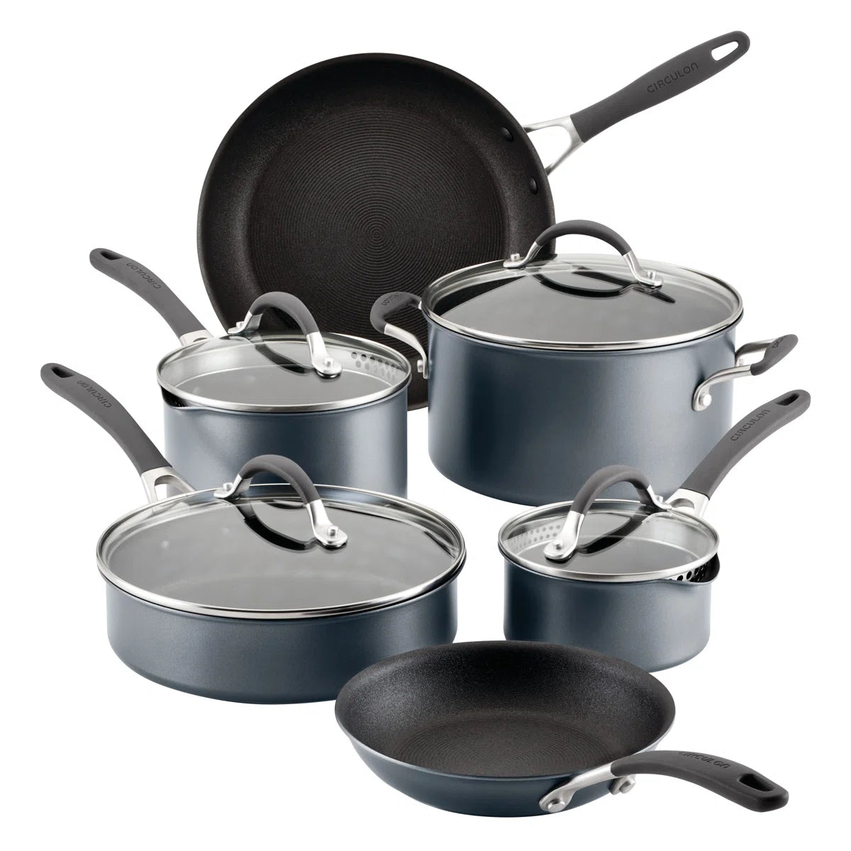 A3 Series with ScratchDefense Nonstick Induction Pots and Pans Cookware Set, 10-Piece, Graphite