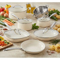 Naturals Cream 12 Piece Ultra Nonstick Ceramic Cookware Set with Stay Cool Handles, Oven & Dishwasher Safe