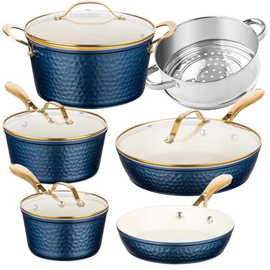 10 Piece Hammered Nonstick Ceramic Cookware Set