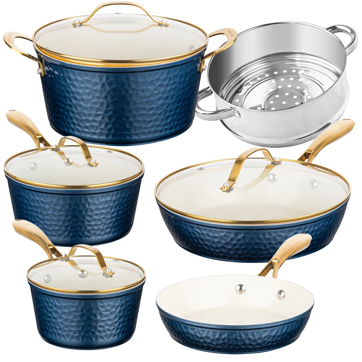 10 Piece Hammered Nonstick Ceramic Cookware Set