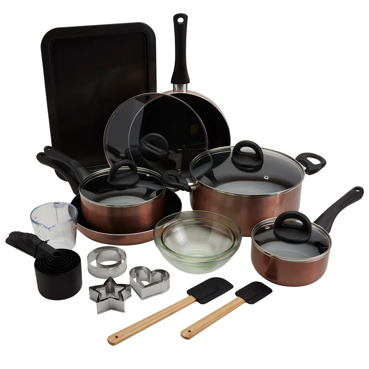 29-Piece Non-Stick Aluminum Cookware and Bakeware Set, Copper