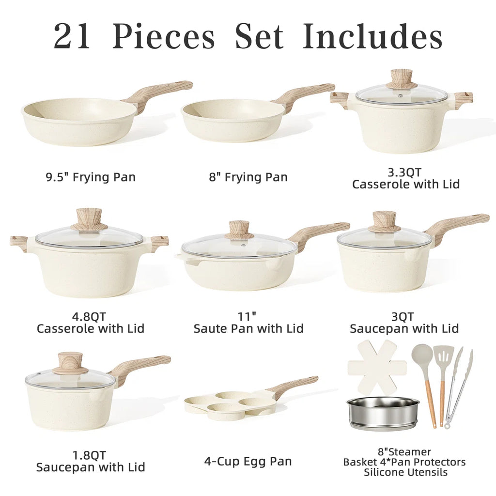 18 Pieces Nonstick Cookware Sets Induction Pots and Pans Set