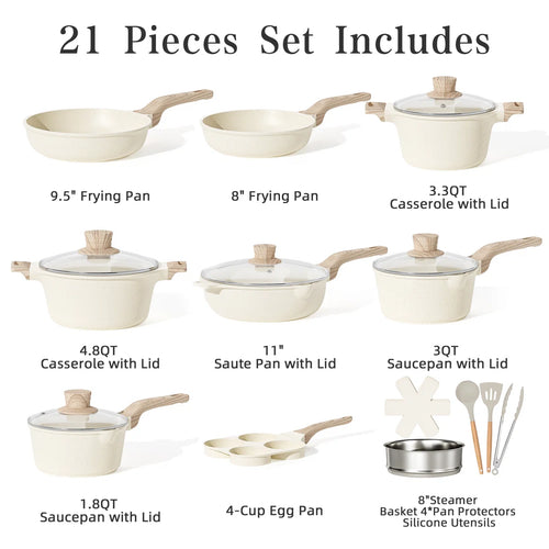 18 Pieces Nonstick Cookware Sets Induction Pots and Pans Set