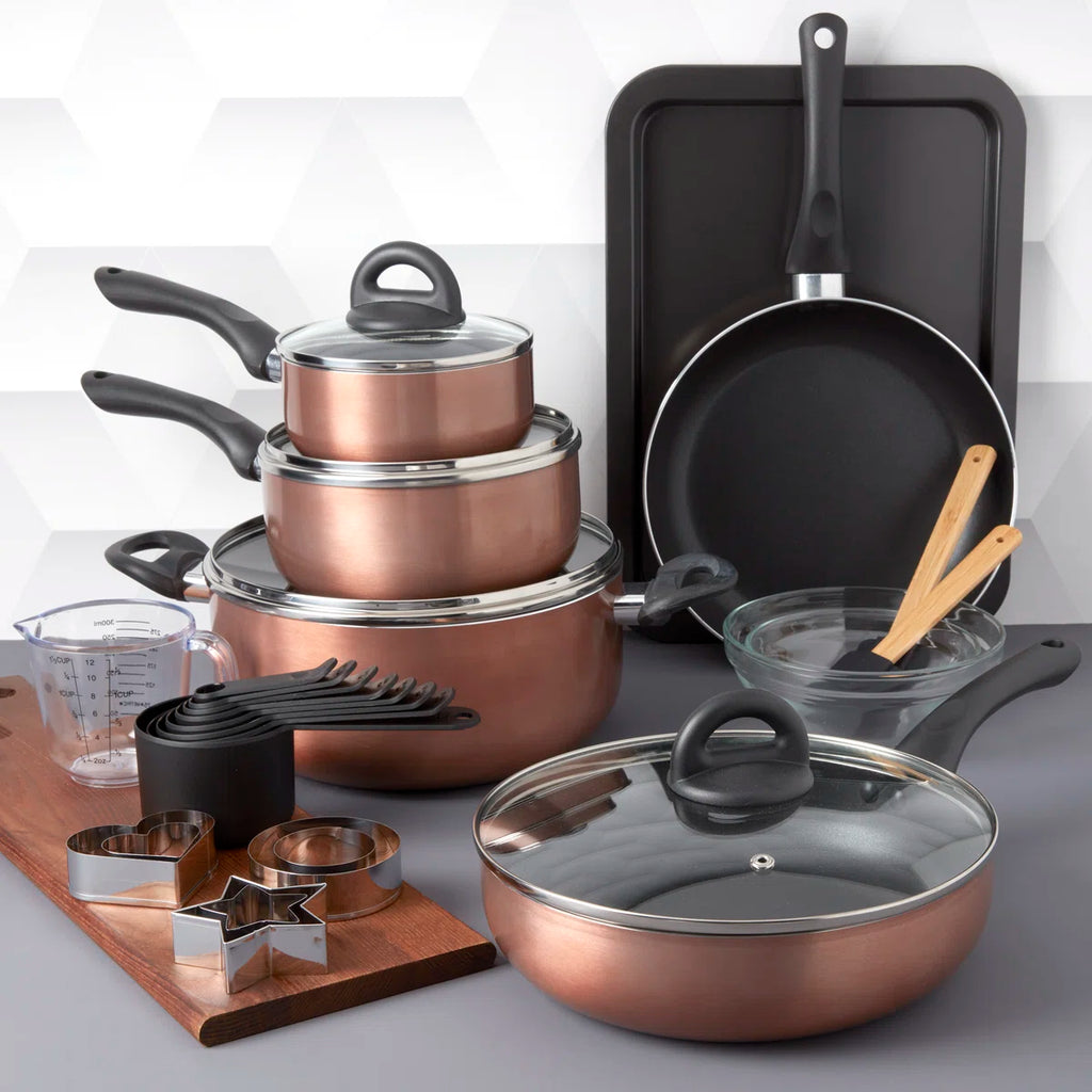 29-Piece Non-Stick Aluminum Cookware and Bakeware Set, Copper