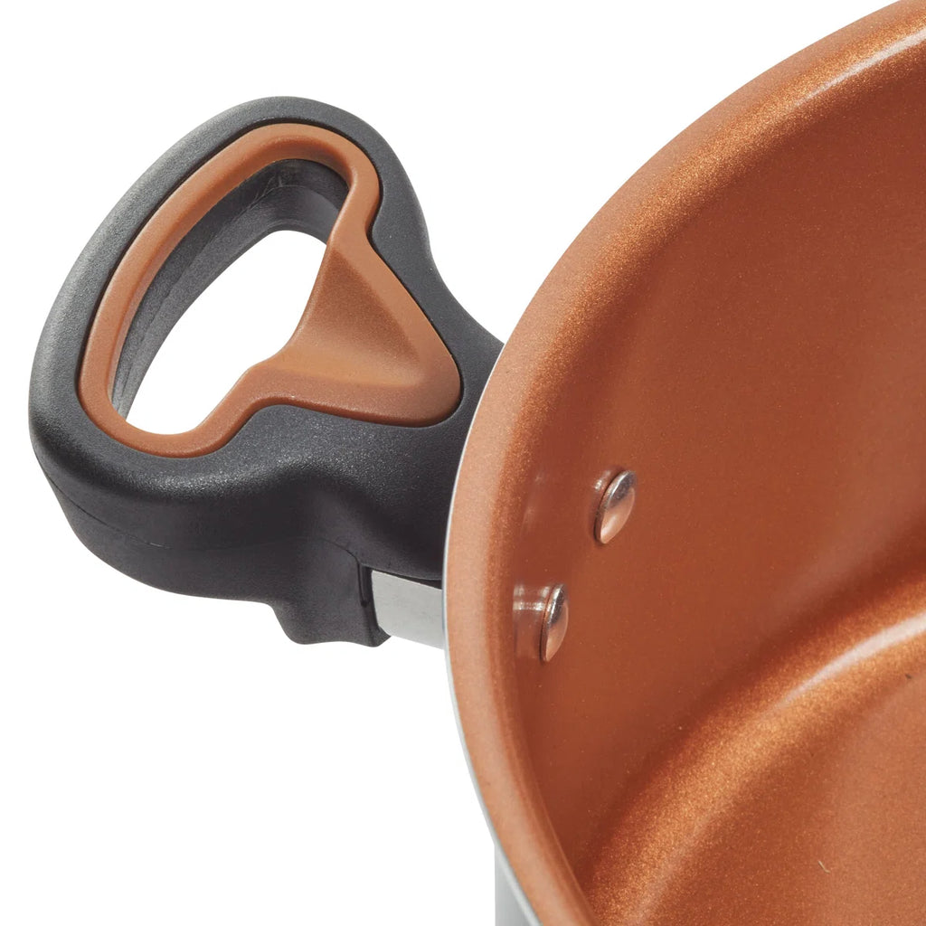 Glide Copper Ceramic Nonstick Cookware / Pots And Pans Set With Tools, 12 Piece, Black