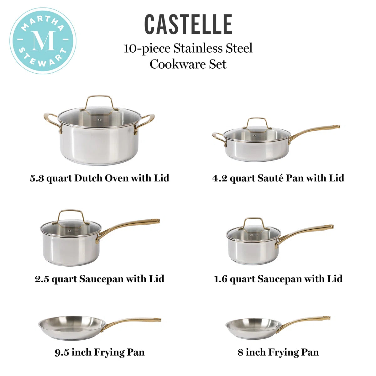 10 Pieces Stainless Steel Cookware Set