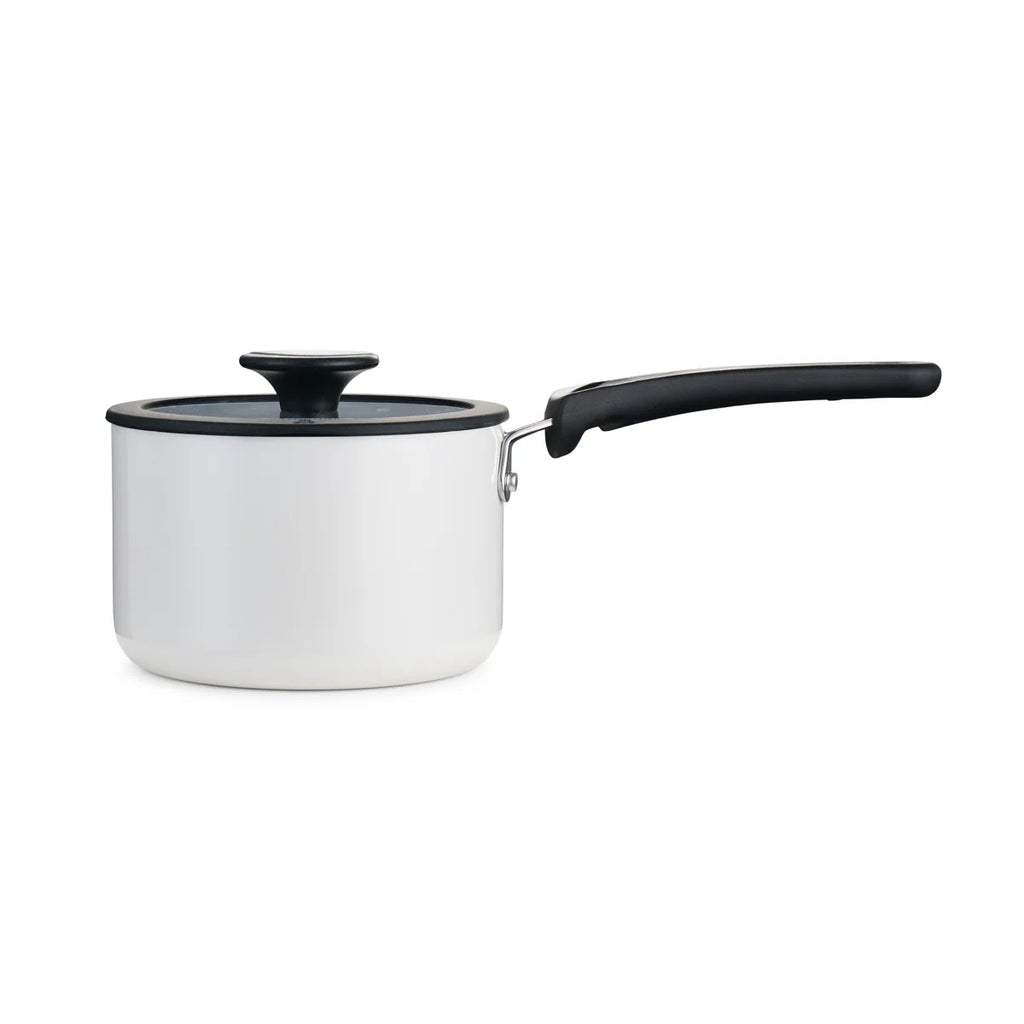 11 Piece Ceramic Nonstick Nesting Cookware Set — Stackable, Space Saving Set - Blance de blance