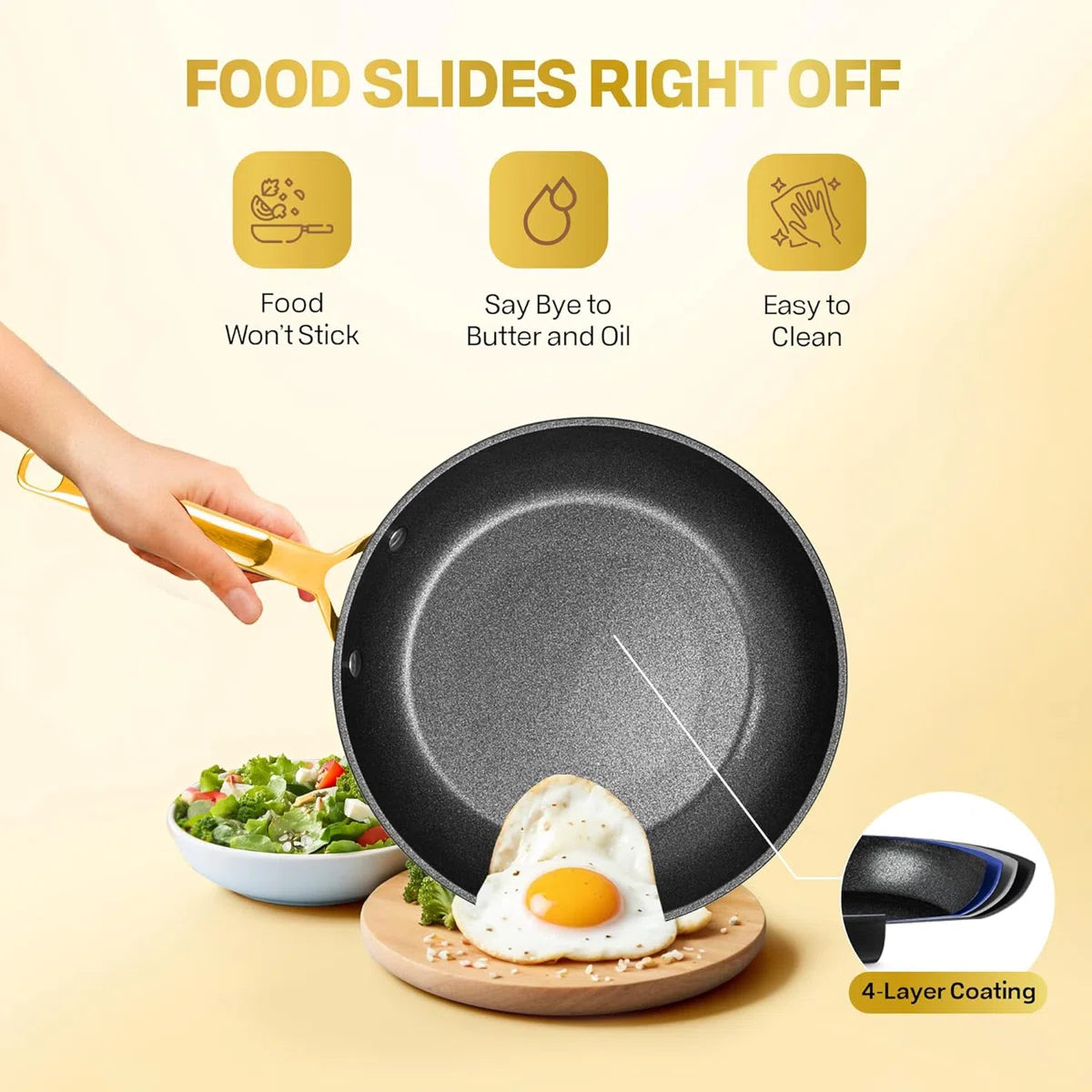 Armor Max Gold 14 Piece Nonstick Hard Anodized Cookware Set With Utensils