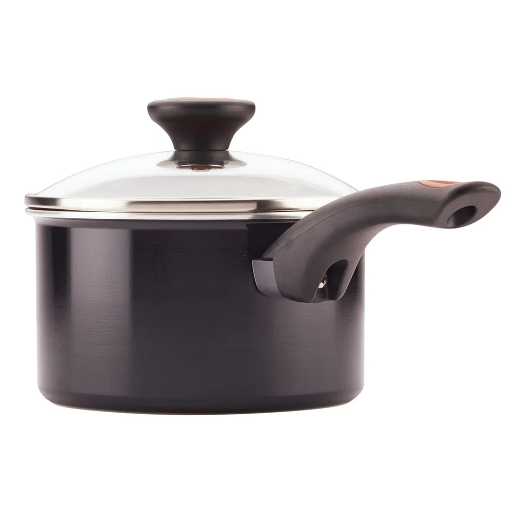 Glide Copper Ceramic Nonstick Cookware / Pots And Pans Set With Tools, 12 Piece, Black