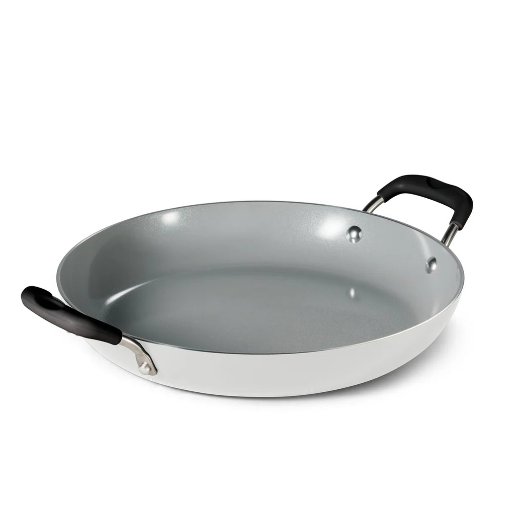 11 Piece Ceramic Nonstick Nesting Cookware Set — Stackable, Space Saving Set - Blance de blance