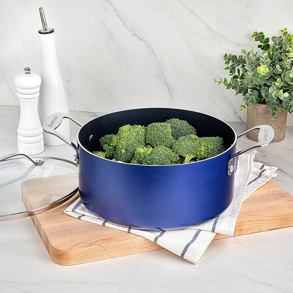 Blue 15 Piece Nonstick Cookware and Bakeware Set, Oven & Dishwasher Safe