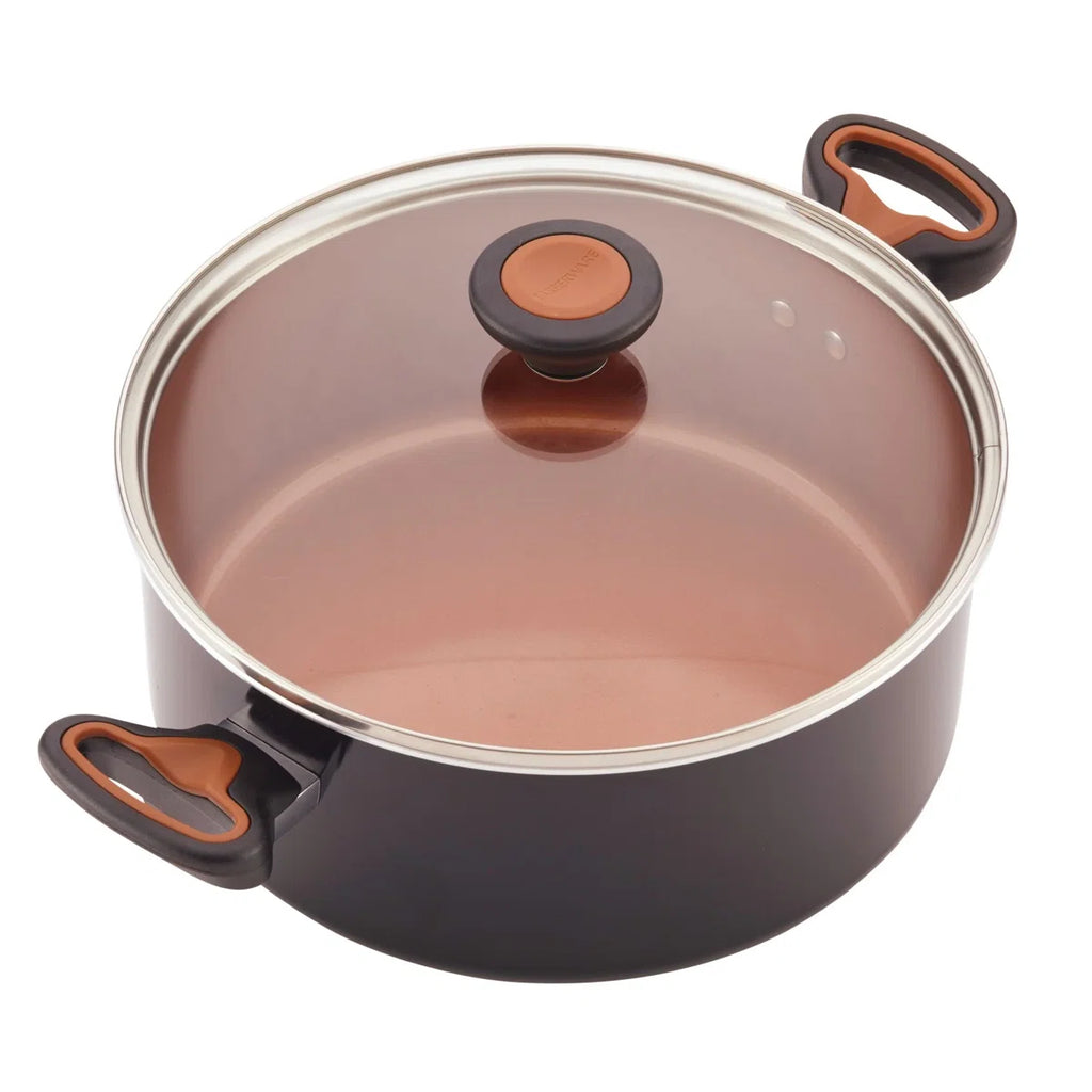 Glide Copper Ceramic Nonstick Cookware / Pots And Pans Set With Tools, 12 Piece, Black