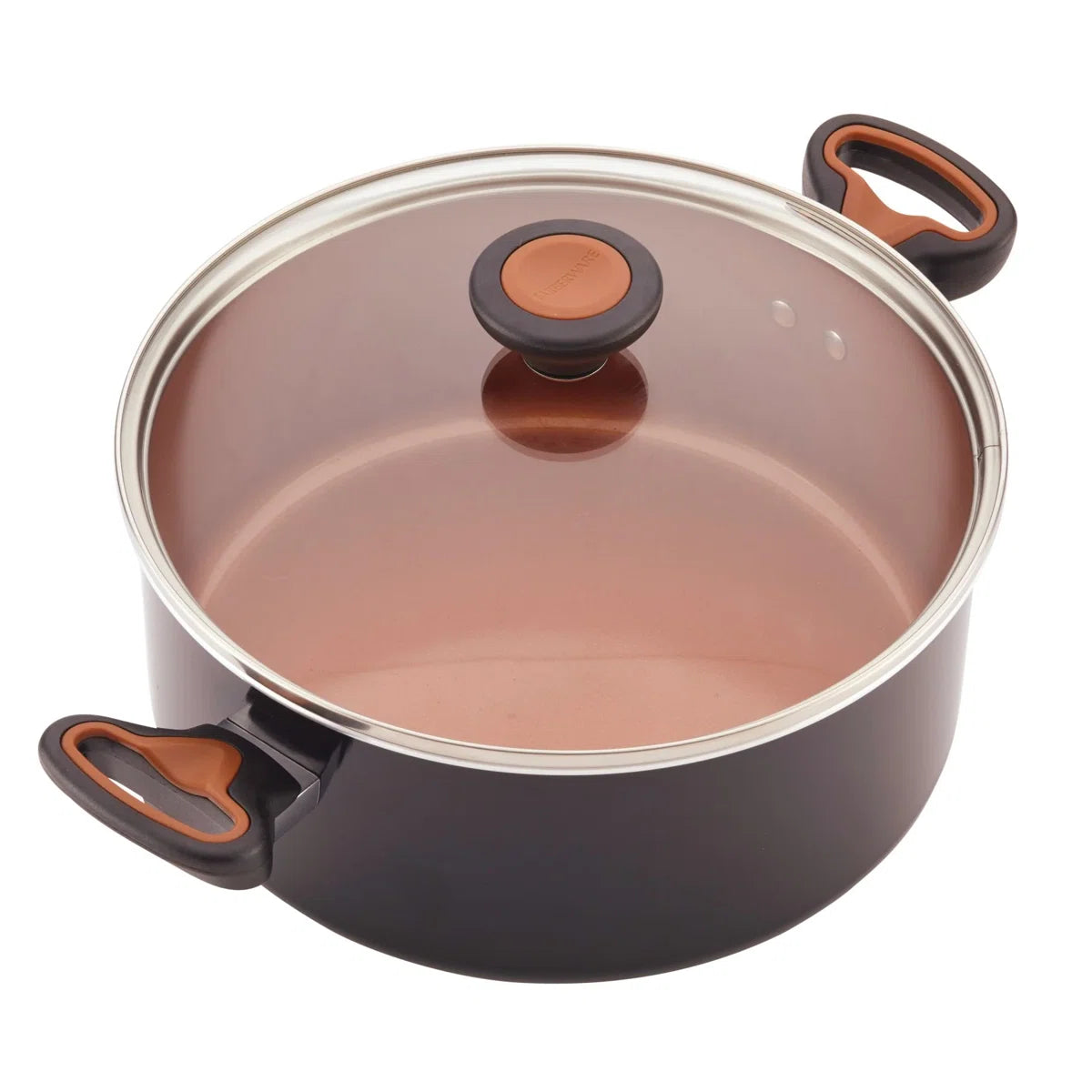 Glide Copper Ceramic Nonstick Cookware / Pots And Pans Set With Tools, 12 Piece, Black