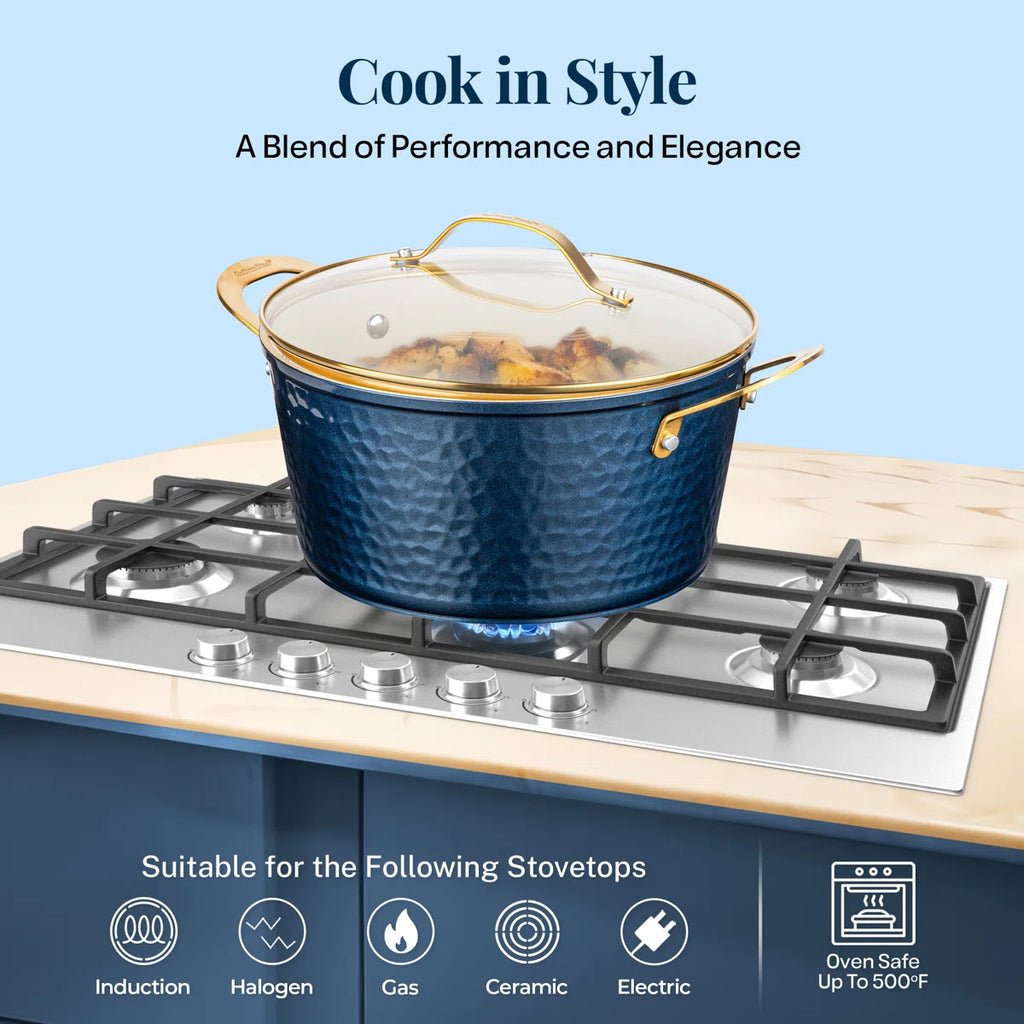 10 Piece Hammered Nonstick Ceramic Cookware Set