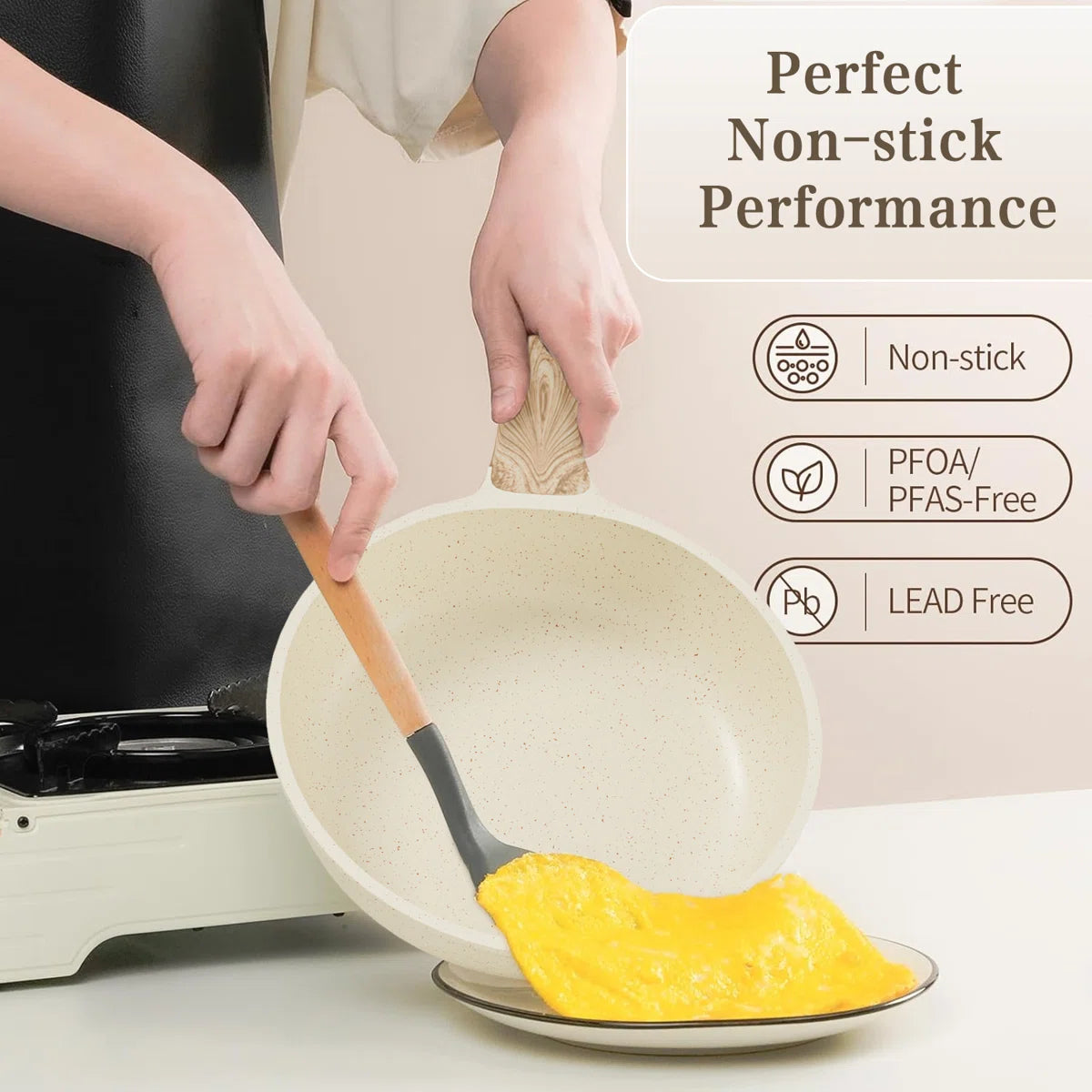 18 Pieces Nonstick Cookware Sets Induction Pots and Pans Set