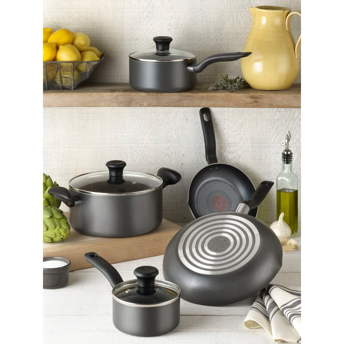 Initiatives 18 Piece Aluminum Nonstick Cookware Set & Cooking Utensils