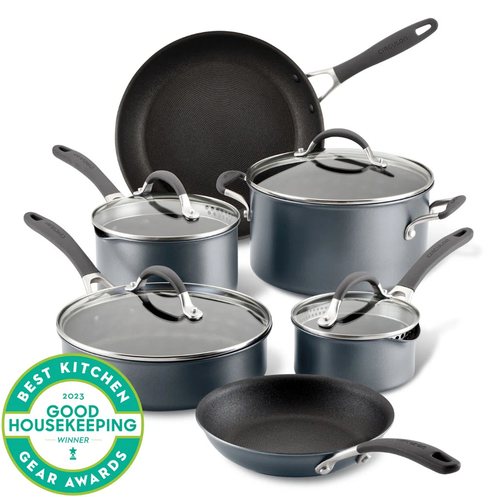 A3 Series with ScratchDefense Nonstick Induction Pots and Pans Cookware Set, 10-Piece, Graphite