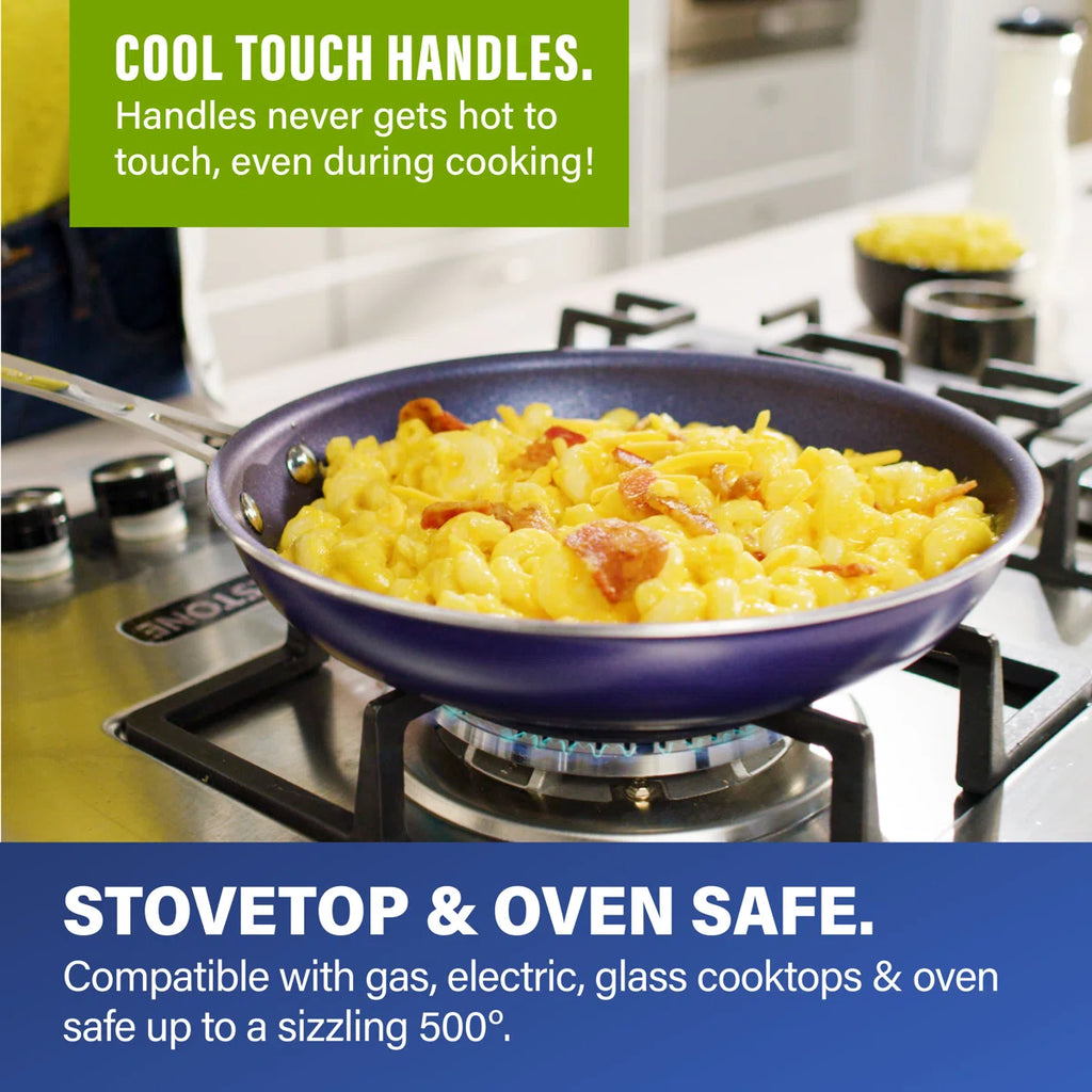 Blue 15 Piece Nonstick Cookware and Bakeware Set, Oven & Dishwasher Safe
