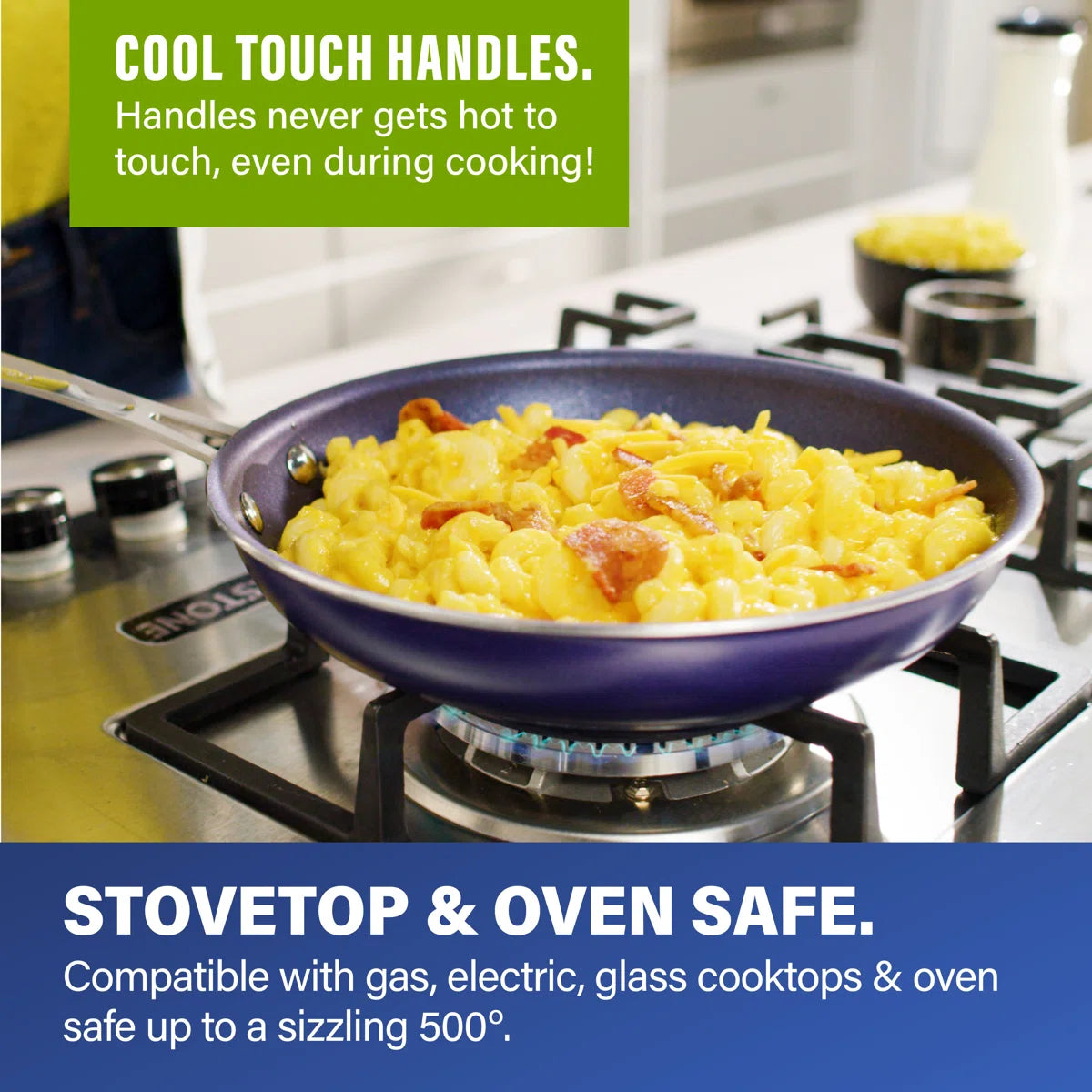Blue 15 Piece Nonstick Cookware and Bakeware Set, Oven & Dishwasher Safe